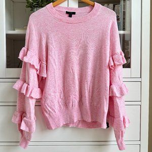J. Crew Pink Sweater with Ruffled Sleeves Women's Size Large